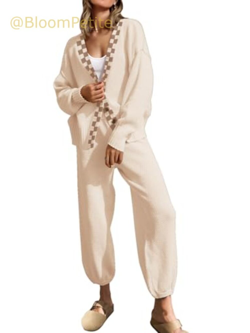 Women Two Piece Knit Sweater Set Cardigan Long Pants Lounge Tracksuit
